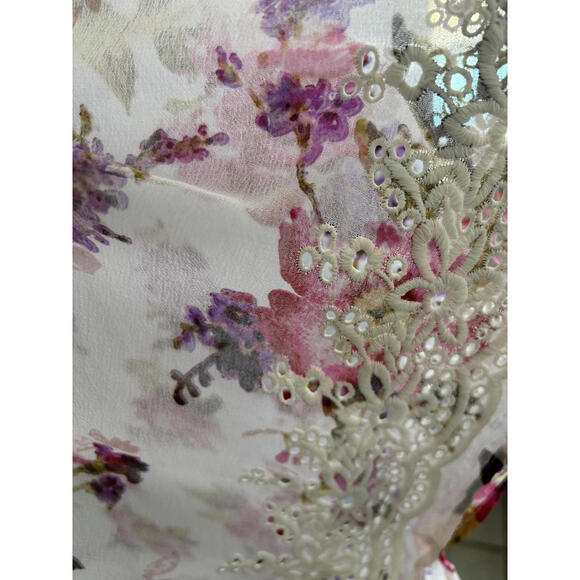 Boho Floral Lace Trim Kimono Cardigan - Picture 7 of 8